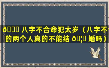 🐎 八字不合命犯太岁（八字不合的两个人真的不能结 🦋 婚吗）